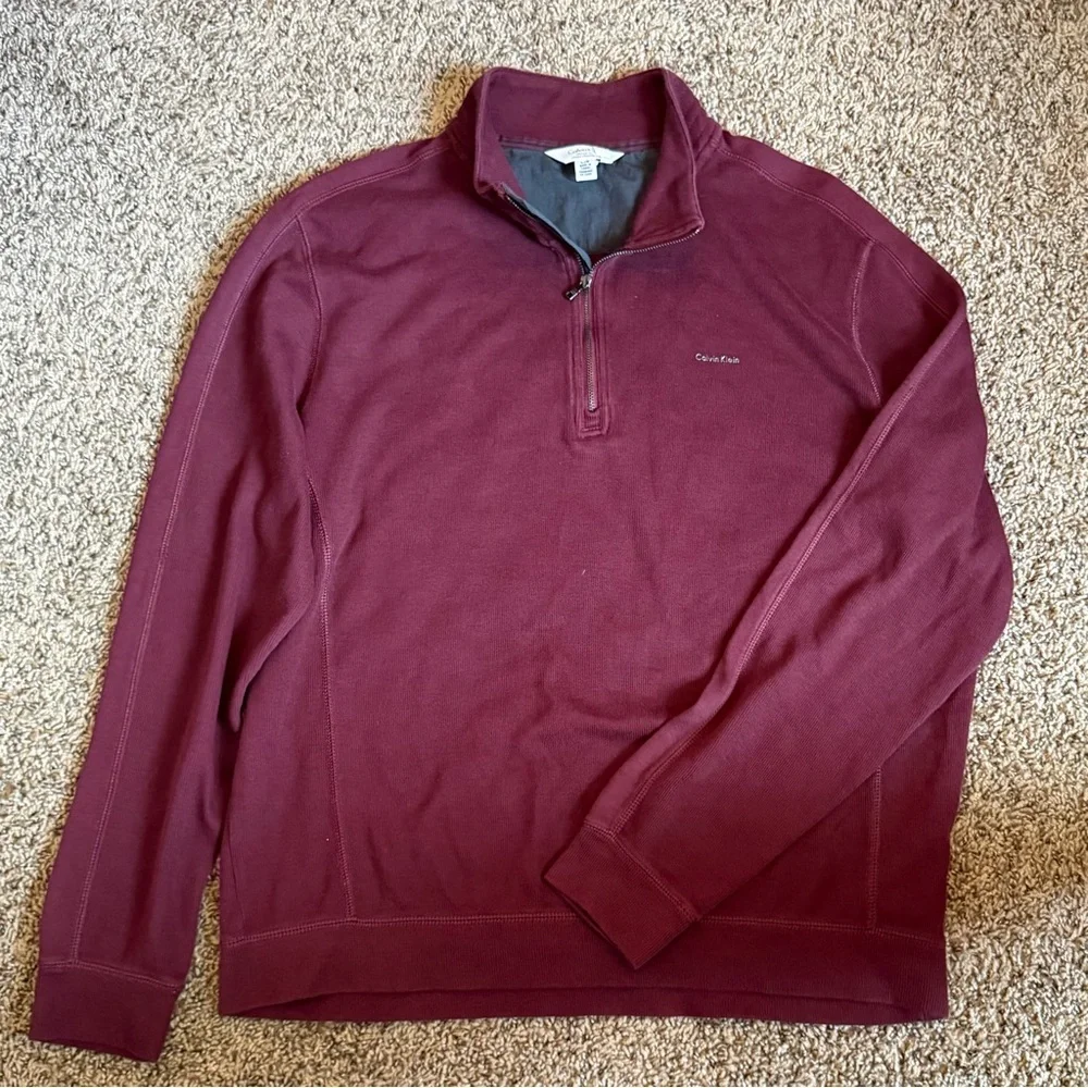 Calvin Klein Burgundy 1/4 Zip Pullover Sweater